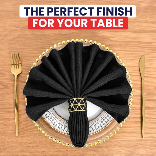 Canadian Linen Black Dinner Napkins, 18"x18", 12 Pack Polyester Reusable Washable Table Linen Soup Napkins for Dinner, Resorts Lunch Hotel & Parties