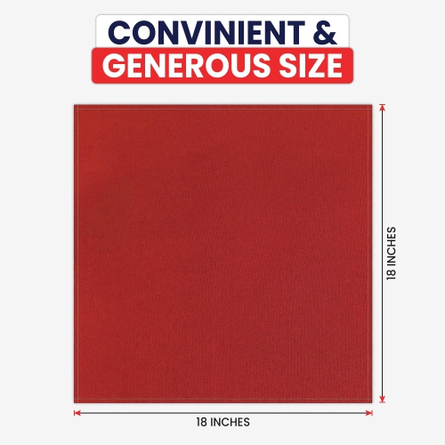 Canadian Linen Red Dinner Napkins, 18"x18", 12 Pack Polyester Reusable Washable Banquet Table Linen Food Napkins for Wedding Dinners, Resorts Parties