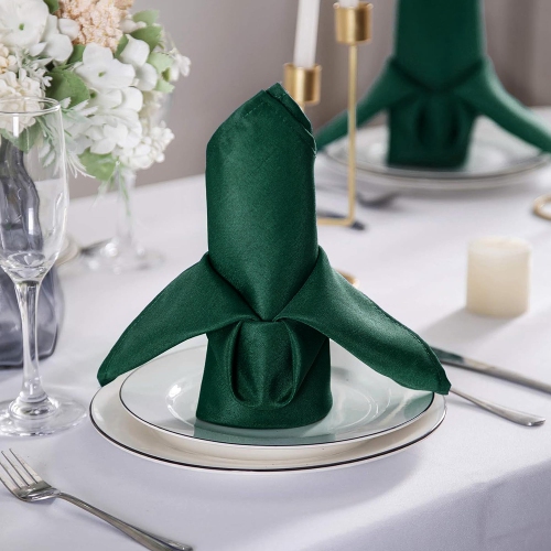 Canadian Linen Hunter Green Dinner Napkins 18"x18", 12 Pack Polyester Reusable Washable Table Linen Napkins for Dinner Resorts Wedding Parties & Hotel