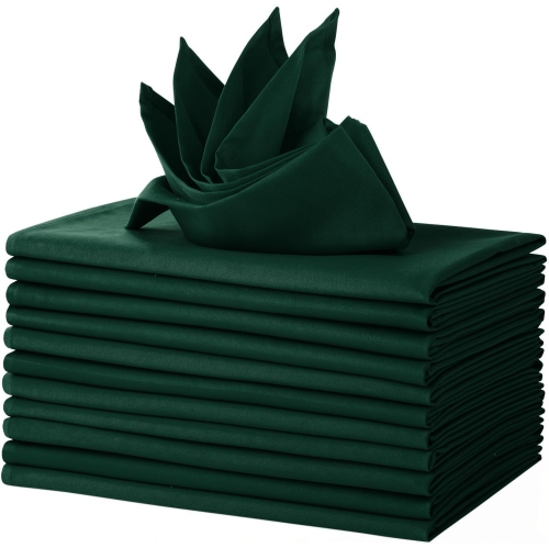 Canadian Linen Hunter Green Dinner Napkins 18"x18", 12 Pack Polyester Reusable Washable Table Linen Napkins for Dinner Resorts Wedding Parties & Hotel