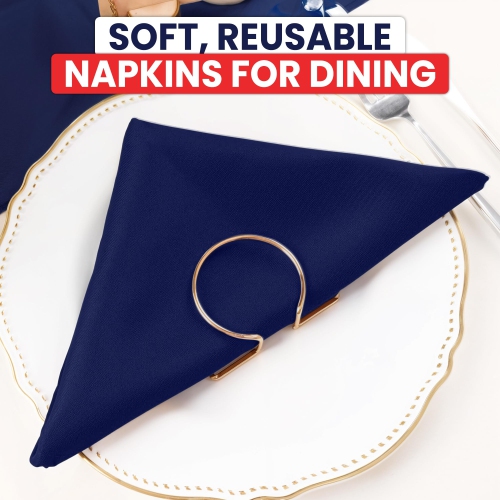 Canadian Linen Blue Dinner Napkins, 18"x18", 12 Pack Polyester Reusable Washable Table Linen Color Napkins for Dinner Hotel Kitchen Lunch Resort Party