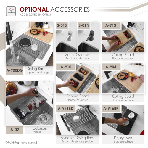 Stylish Undermount 30 inch Stainless Steel 16 G Single Bowl Kitchen Sink S-311XG