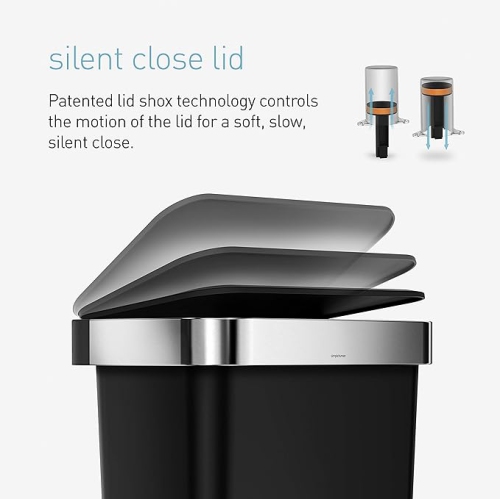 Simplehuman 45L Rectangular Step Can - Black