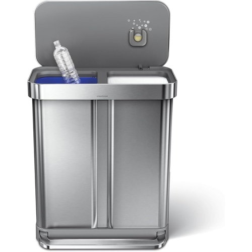 Simplehuman 58L recycler step can with liner pocket, brushed stainless steel