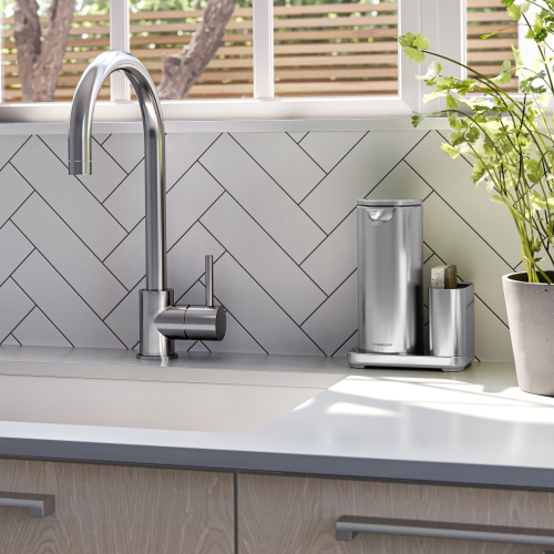 Simplehuman 14 oz. sensor pump with caddy, high-grade brushed stainless steel