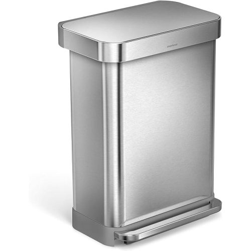 Simplehuman 55L Liner Rim Rectangular Step Can - Brushed Stainless Steel