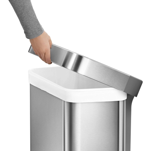 Simplehuman 55L Liner Rim Rectangular Step Can - Brushed Stainless Steel