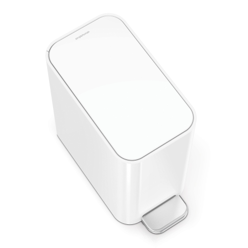 Simplehuman 5L slim step can, white steel