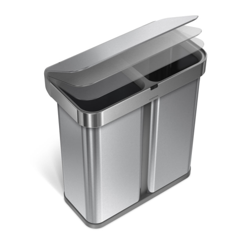 Simplehuman 58L Dual Compartment Sensor Can - Voice + Motion Control - Brushed