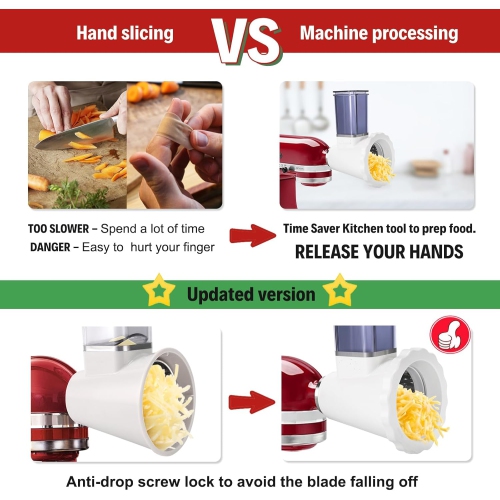 Accessoire de trancheuse/râpe pour batteur sur socle de cuisine, râpe à fromage, trancheuses alimentaires, hachoir à légumes et accessoires de