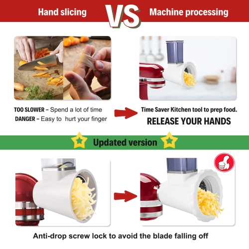 Accessoire de trancheuse/râpe pour batteur sur socle de cuisine, râpe à fromage, trancheuses alimentaires, hachoir à légumes et accessoires de