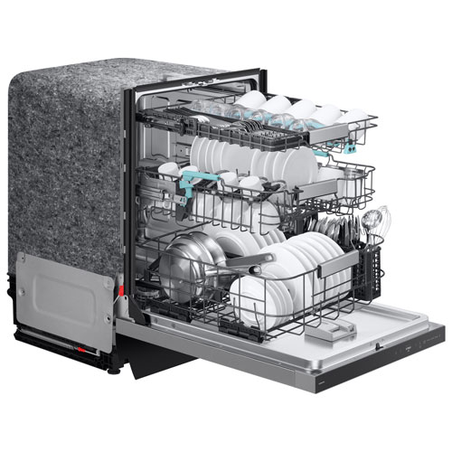 Lave-vaisselle encastrable 24 po 38 dB avec lavage IA et troisième panier de Samsung - Acier inoxydable