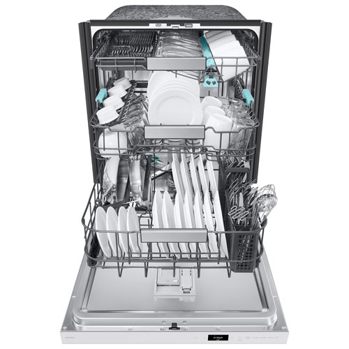 Lave-vaisselle encastrable 24 po 38 dB avec lavage IA et troisième panier de Samsung - Verre blanc