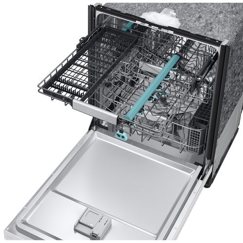 Lave-vaisselle encastrable 24 po 38 dB avec lavage IA et troisième panier de Samsung - Verre blanc
