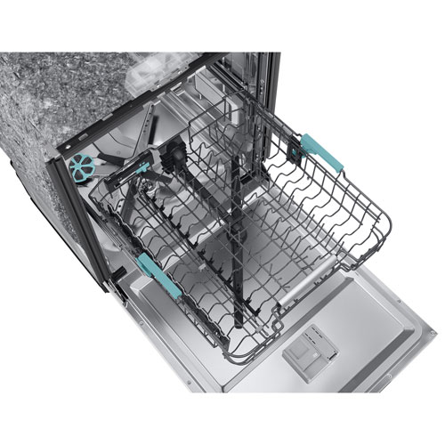 Lave-vaisselle encastrable 24 po 38 dB avec lavage IA et troisième panier de Samsung - Verre blanc