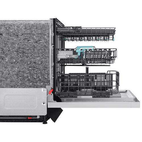 Lave-vaisselle encastrable 24 po 38 dB avec lavage IA et troisième panier de Samsung - Verre blanc