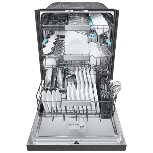 Samsung 24" 38dB Built-In Dishwasher w/ AI Wash, Auto Open Door & Third Rack (DW90F89P0USRAA) - Stainless