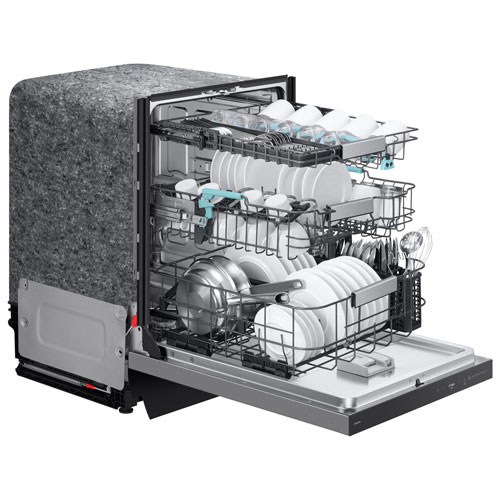 Samsung 24" 38dB Built-In Dishwasher w/ AI Wash, Auto Open Door & Third Rack (DW90F89P0USRAA) - Stainless