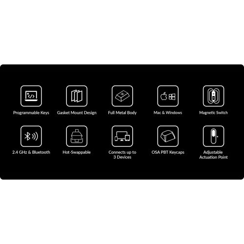 Keychron Q5 HE Wireless Mechanical Keyboard for Mac & PC - 96% Compact Design, RGB Lighting, Aluminum Body, macOS Shortcut Keys, Carbon Black