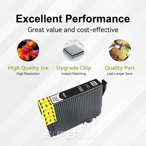 Compatible avec la cartouche d'encre noire T222 T222120-S d'Epson de Superink