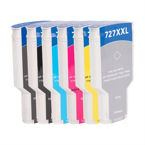 Compatible HP 727 300ml Ink Combo MBK/PBK/C/M/Y/GY By Superink