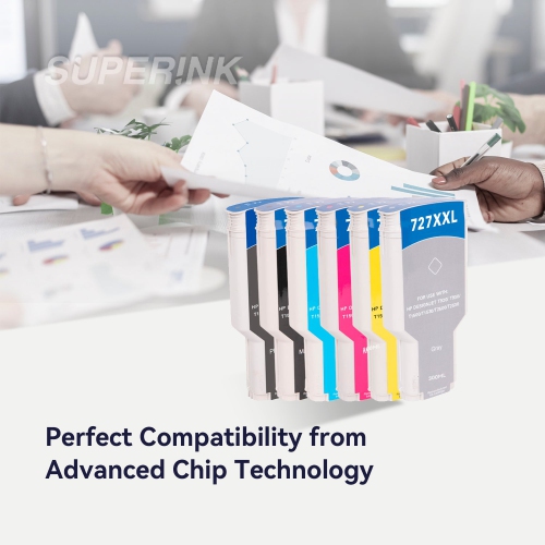 Compatible HP 727 300ml Ink Combo MBK/PBK/C/M/Y/GY By Superink