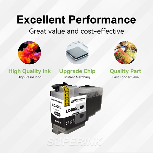 Compatible Brother LC406XL Black Ink Cartridge by Superink