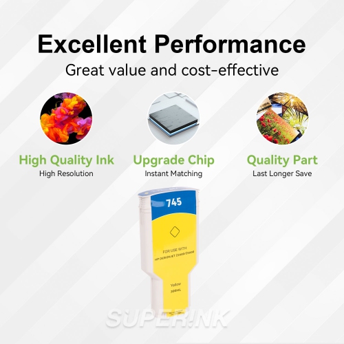 Compatible HP 745 300ml Yellow Ink Cartridge By Superink
