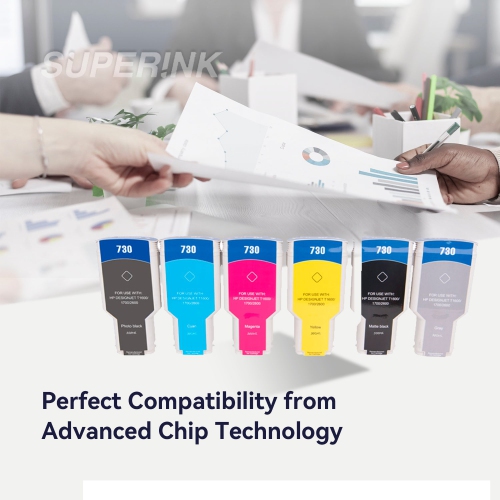 Compatible HP 730 300ml Ink Combo MBK/PBK/C/M/Y/GY By Superink