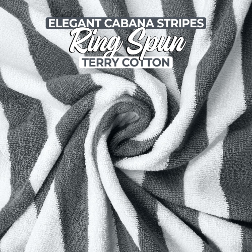 Canadian Linen – Ensemble de serviettes de plage à rayures Cabana Stripe, 4 30 x 60 po, coton doux et doux, séchage rapide, très grand, pour