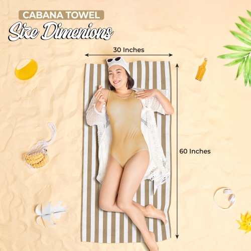 Canadian Linen – Ensemble de serviettes de plage à rayures Cabana Stripe, 4 30 x 60 po, coton doux et doux, séchage rapide, très grand, pour