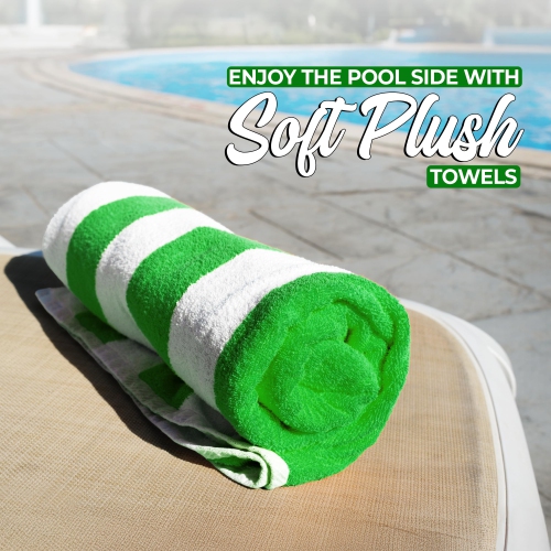 Canadian Linen – Ensemble de serviettes de plage à rayures Cabana, 4 serviettes de plage, 30 x 60 po, coton doux, séchage rapide et léger,