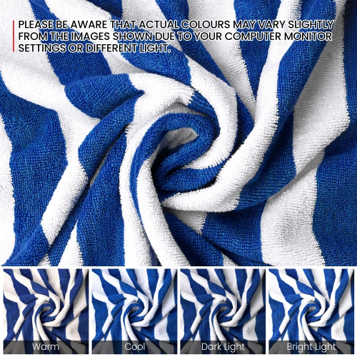 Canadian Linen Cabana Stripe Beach Towels Set, 4 Pack, 30"x60" Lightweight Quick Dry Soft Absorbent Cotton Large Pool Towels for Home, Sports, Blue