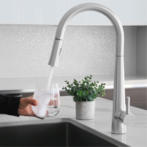 Stylish Single Handle Polished Chrome Pull Down Kitchen Faucet K-135C