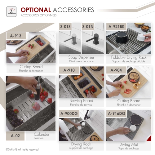 Stylish Undermount 28 inch Stainless Steel 16 G Double Bowl Kitchen Sink S-300XG