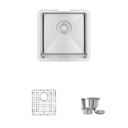 Image 1 of 10.. Stylish Undermount 15 inch Stainless Steel Single Bowl Kitchen Sink S-317G