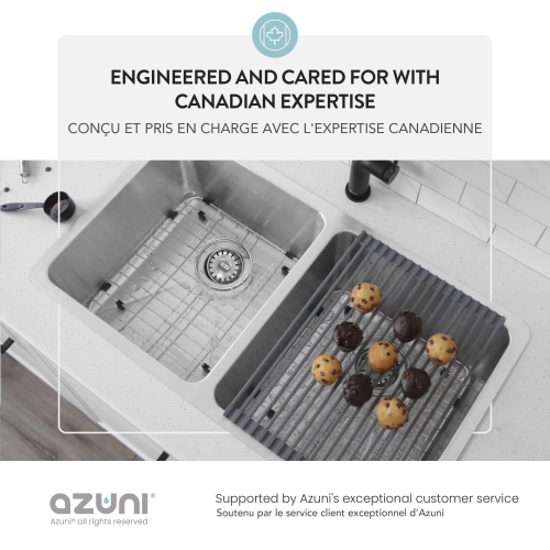 AZUNI Maxi Dual Mount 32" Double-Bowl Stainless Steel Kitchen Sink C233