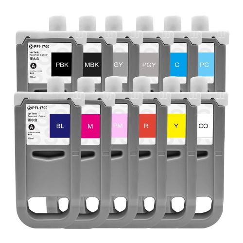 Compatible Canon PFI-1700 Combo 12 PCS Ink Cartridge By Superink