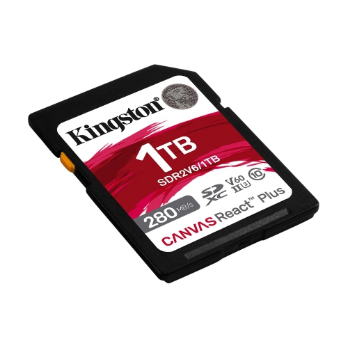 Kingston - Canvas React Plus V60 SD Memory Card, SDXC UHS-II 280R/100W U3/V60/4K, 1TB Capacity