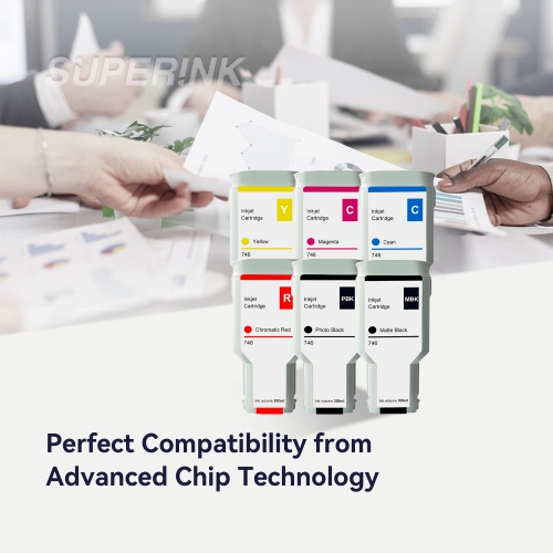 Compatible HP 746 300ML Ink Combo MBK/PBK/CR/C/M/Y By Superink