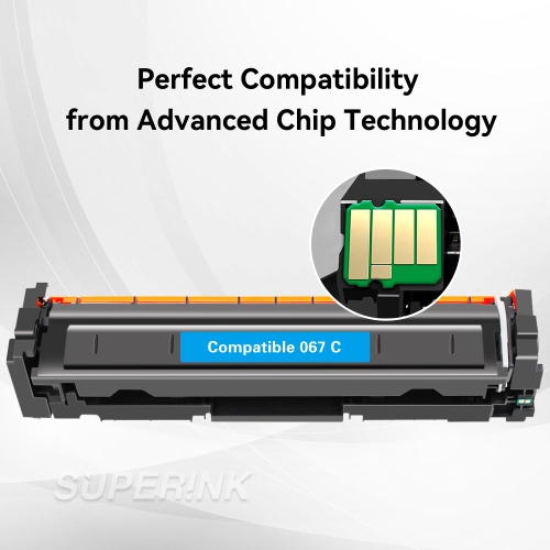 Compatible Canon 067 2350 Pages Cyan Toner Cartridge With Chip By Superink