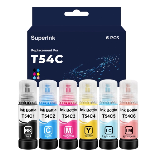Compatible avec l'ensemble de 6 bouteilles d'encre T54C d'Epson par Superink