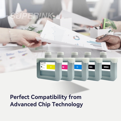 Compatible Canon PFI-303 330ml Ink Combo MBK/BK/C/M/Y By Superink