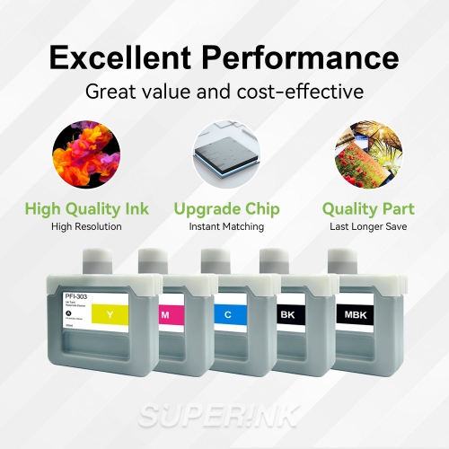 Compatible Canon PFI-303 330ml Ink Combo MBK/BK/C/M/Y By Superink