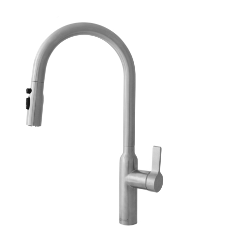 STYLISH Kitchen Sink Faucet Single Handle Pull Down Dual Mode Stainless Steel Brushed Finish K-133S