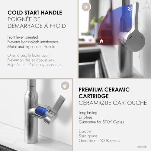 STYLISH Kitchen Sink Faucet Single Handle Pull Down Dual Mode Stainless Steel Brushed Finish K-133S