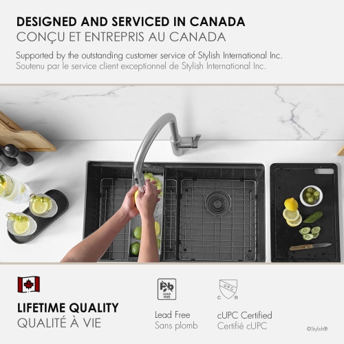 STYLISH Kitchen Sink Faucet Single Handle Pull Down Dual Mode Stainless Steel Brushed Finish K-133S