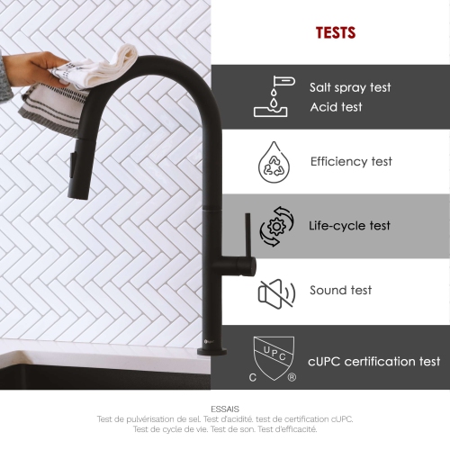 STYLISH Kitchen Sink Faucet Single Handle Pull Down Dual Mode Stainless Steel, Matte Black Finish K-141N