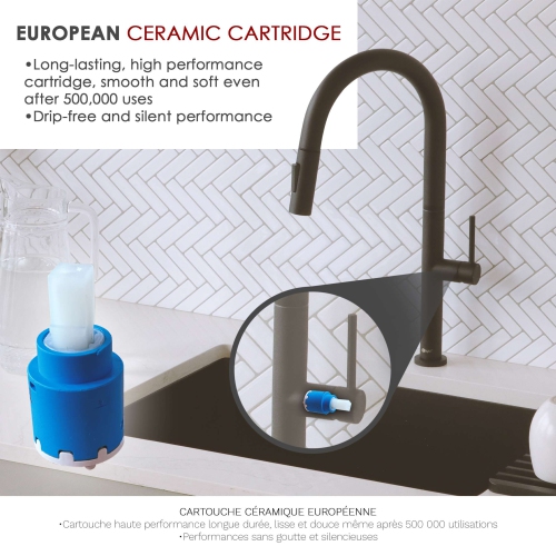 STYLISH Kitchen Sink Faucet Single Handle Pull Down Dual Mode Stainless Steel, Matte Black Finish K-141N