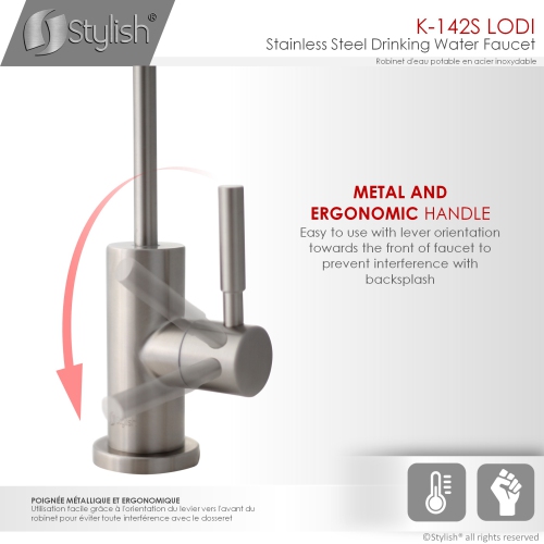 STYLISH Kitchen Sink Drinking Water Tap Faucet, Stainless Steel Brushed Finish K-142S